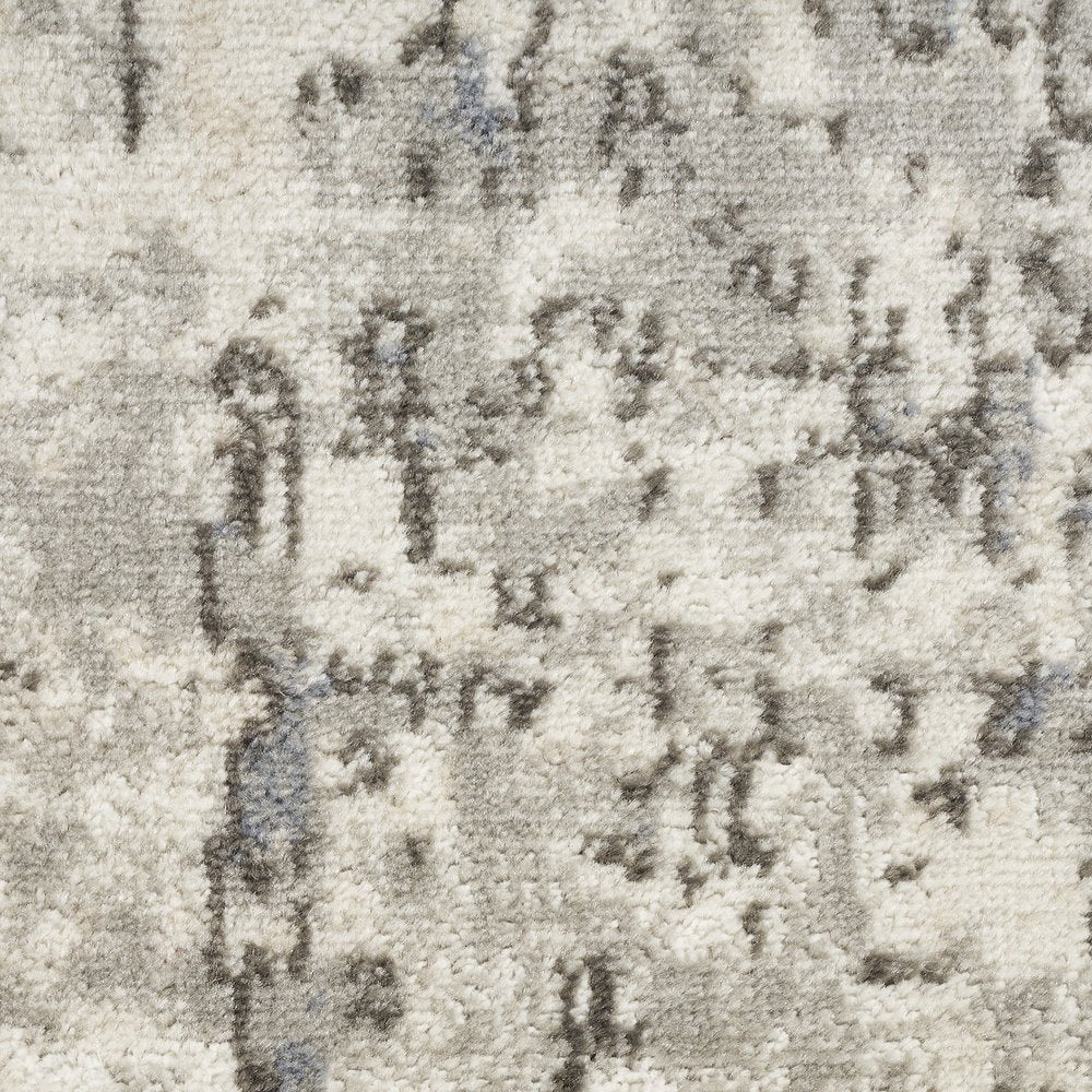 8' Gray Floral Power Loom Round Rug