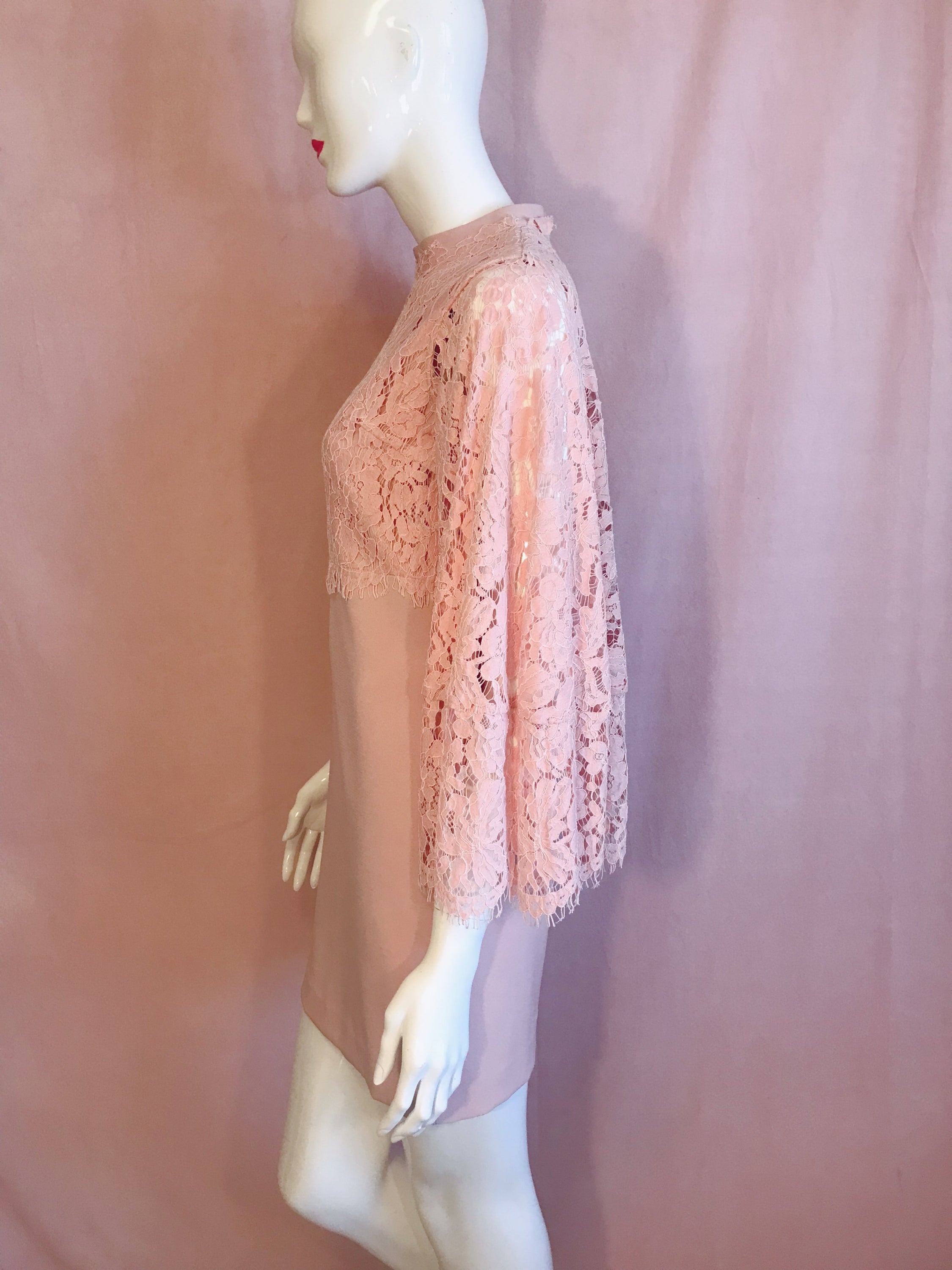 Romantic Lace Formal Pink Mini Dress